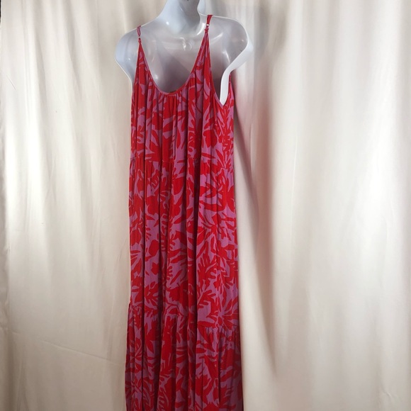 Loft floral rayon tiered spaghetti strap midi dress S - Picture 7 of 15